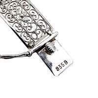 Vintage-Silber-Filigranschmuck-Set – Armband & runde Blumenbrosche