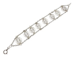 Vintage-Silber-Filigranarmband | Handgearbeitetes Scrollwerk-Design | Retro-Juwe