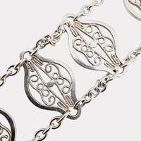 Vintage-Silber-Filigranarmband | Handgearbeitetes Scrollwerk-Design | Retro-Juwe