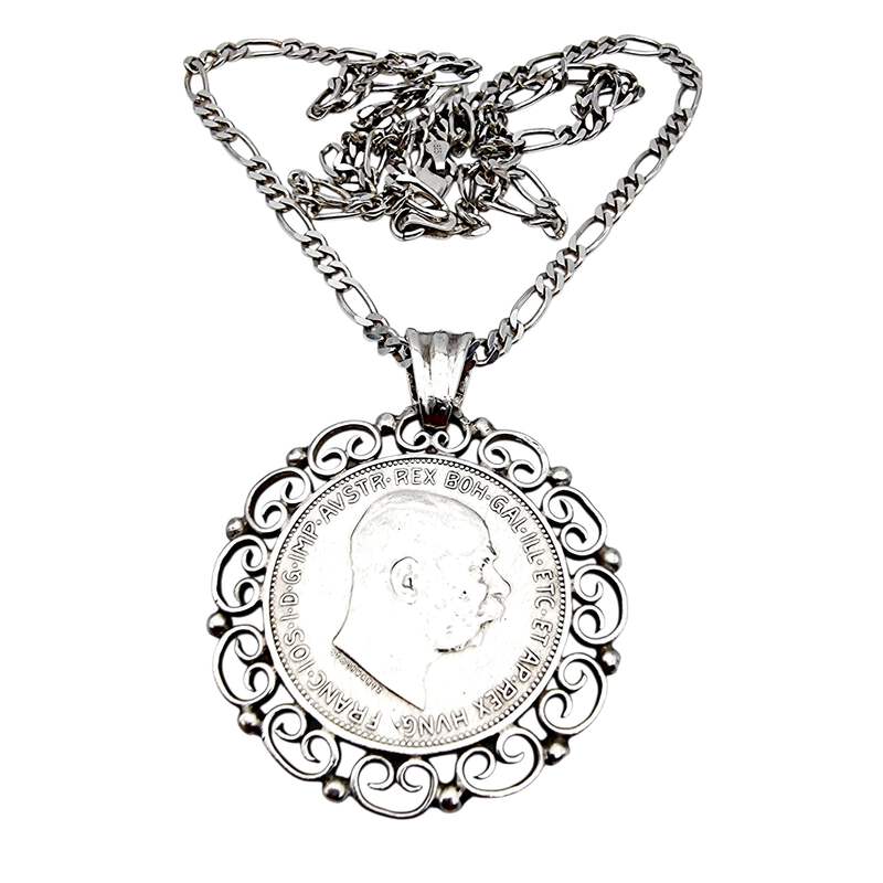 Deutsche Münzanhänger-Kette 1913, 835er Silber – 3 Mark Kaiserreich