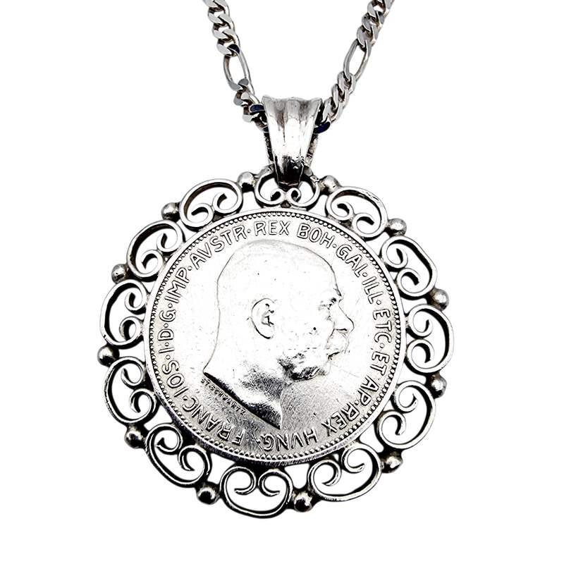 Deutsche Münzanhänger-Kette 1913, 835er Silber – 3 Mark Kaiserreich