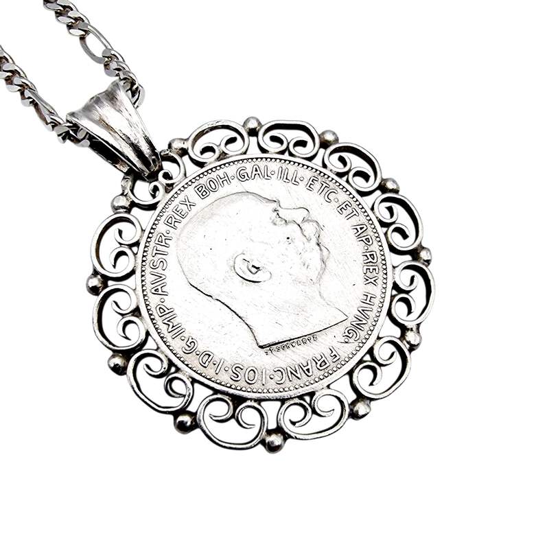 Deutsche Münzanhänger-Kette 1913, 835er Silber – 3 Mark Kaiserreich