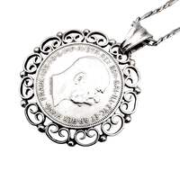 Deutsche Münzanhänger-Kette 1913, 835er Silber – 3 Mark Kaiserreich