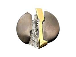 Vintage-modernistische Silber- und vergoldete Brosche mit Markasiten, abstrakt-g