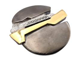 Vintage-modernistische Silber- und vergoldete Brosche mit Markasiten, abstrakt-g