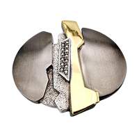 Vintage-modernistische Silber- und vergoldete Brosche mit Markasiten, abstrakt-g