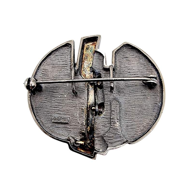 Vintage-modernistische Silber- und vergoldete Brosche mit Markasiten, abstrakt-g