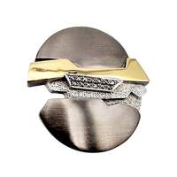 Vintage-modernistische Silber- und vergoldete Brosche mit Markasiten, abstrakt-g