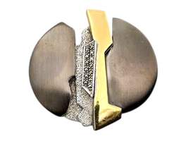 Vintage-modernistische Silber- und vergoldete Brosche mit Markasiten, abstrakt-g