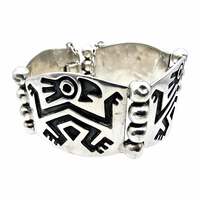 Vintage-Armband aus 925er Sterlingsilber, Hecho Mexico, tribal-geometrisch