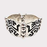 Vintage-Armband aus 925er Sterlingsilber, Hecho Mexico, tribal-geometrisch