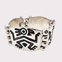 Vintage-Armband aus 925er Sterlingsilber, Hecho Mexico, tribal-geometrisch