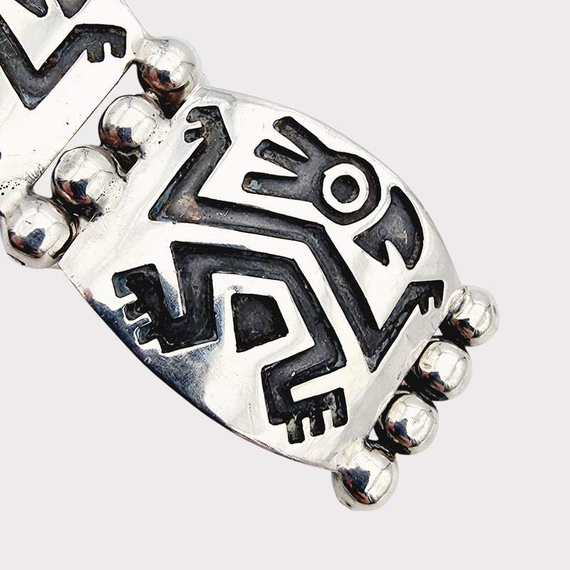 Vintage-Armband aus 925er Sterlingsilber, Hecho Mexico, tribal-geometrisch