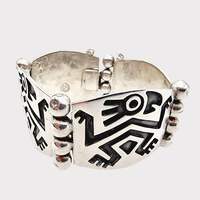 Vintage-Armband aus 925er Sterlingsilber, Hecho Mexico, tribal-geometrisch