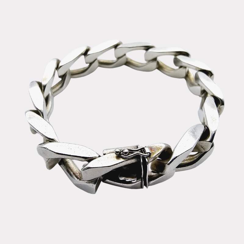 FBM Friedrich Binder 835 Silber schweres Panzerarmband Vintage 80,64 g 20 cm