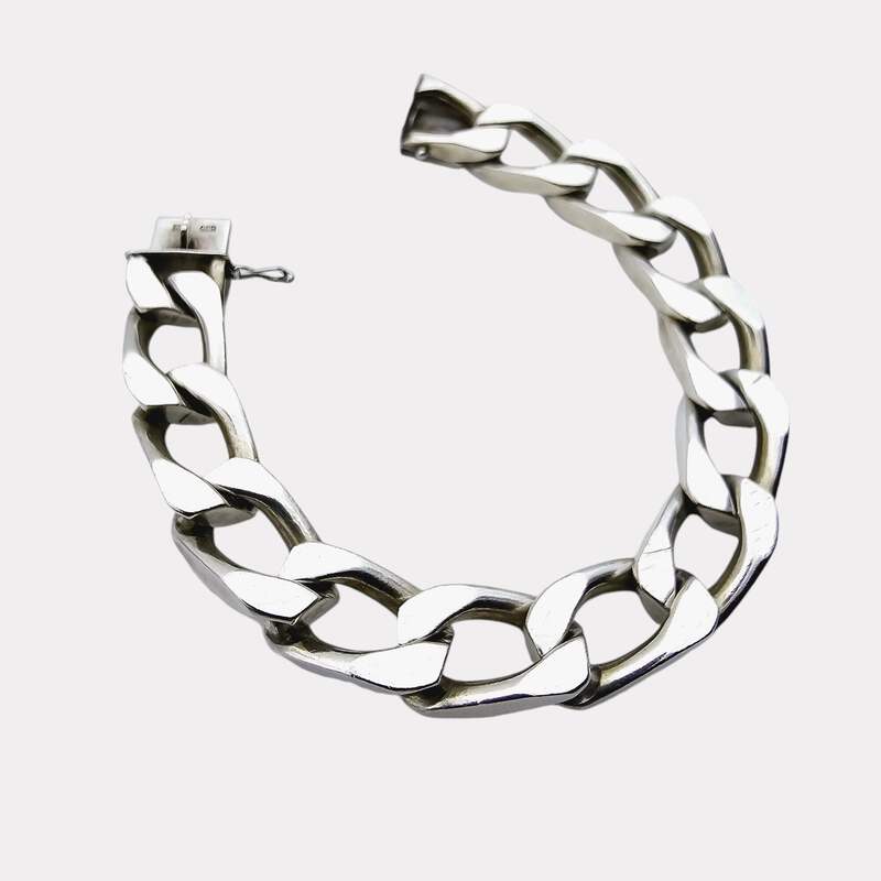 FBM Friedrich Binder 835 Silber schweres Panzerarmband Vintage 80,64 g 20 cm