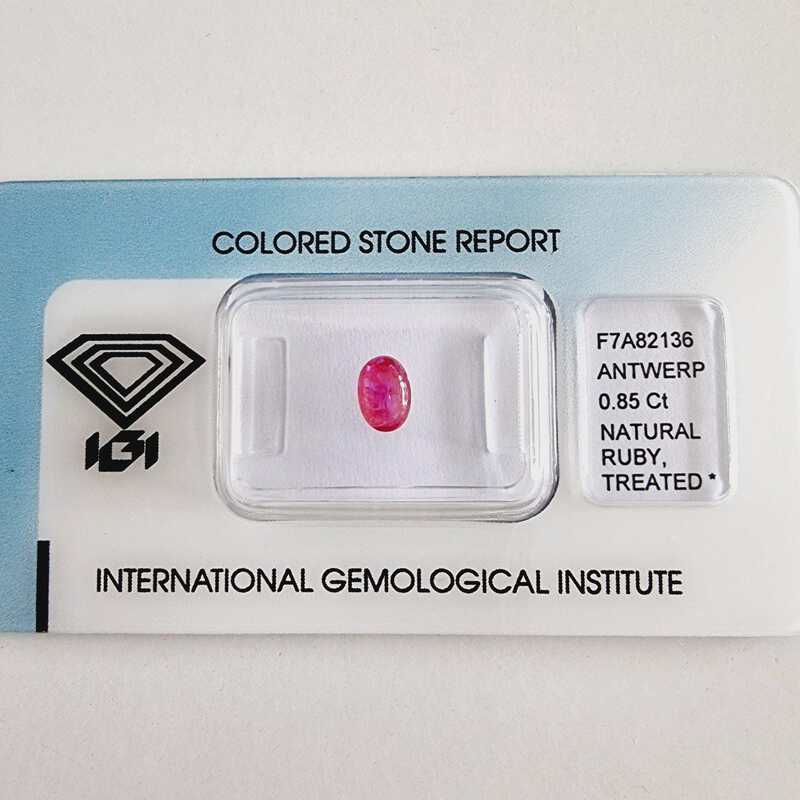 Natürlicher Rubin 0,85 ct., zertifiziert vom IGI