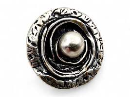 Vintage Silber 835 Ring Modernist 70er Jahre Textur Dome Justierbar 55