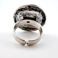 Vintage Silber 835 Ring Modernist 70er Jahre Textur Dome Justierbar 55