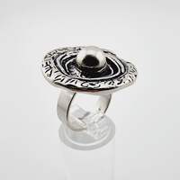 Vintage Silber 835 Ring Modernist 70er Jahre Textur Dome Justierbar 55