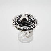Vintage Silber 835 Ring Modernist 70er Jahre Textur Dome Justierbar 55