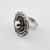 Vintage Silber 835 Ring Modernist 70er Jahre Textur Dome Justierbar 55