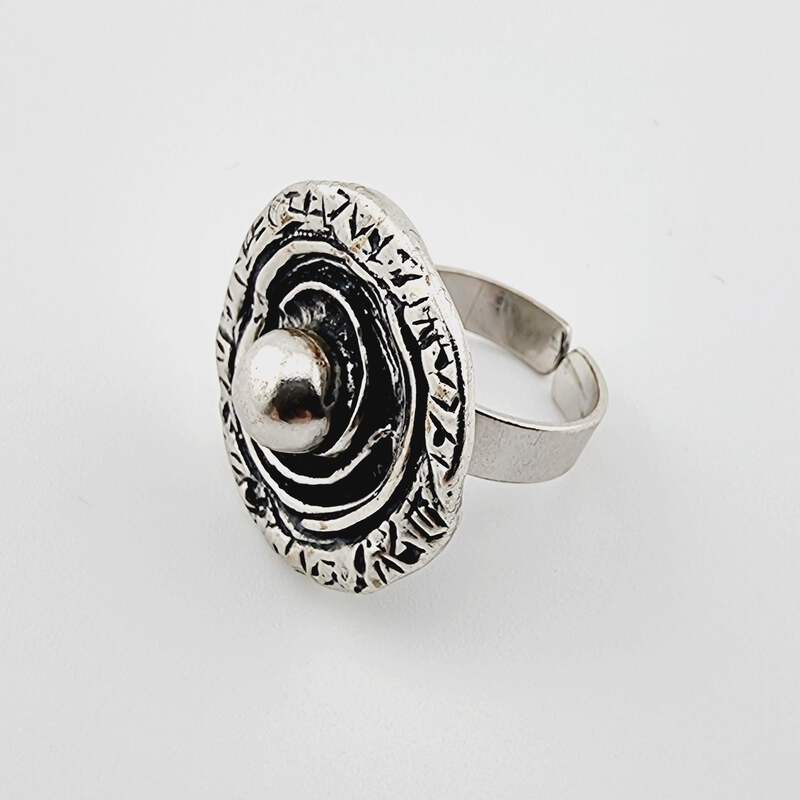 Vintage Silber 835 Ring Modernist 70er Jahre Textur Dome Justierbar 55