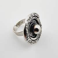 Vintage Silber 835 Ring Modernist 70er Jahre Textur Dome Justierbar 55