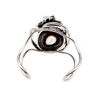Vintage Silber Brutalist Armband mit großer Achat-Druse, 70er, 45,72g