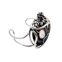 Vintage Silber Brutalist Armband mit großer Achat-Druse, 70er, 45,72g