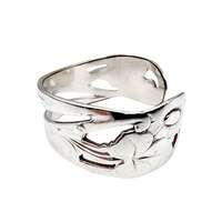Vintage handgefertigtes Silberarmband – Blumenmuster, offen, 48,61 g