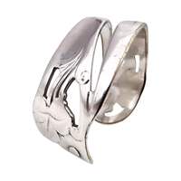 Vintage handgefertigtes Silberarmband – Blumenmuster, offen, 48,61 g