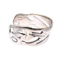 Vintage handgefertigtes Silberarmband – Blumenmuster, offen, 48,61 g