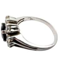 Vintage-Silber-Cluster-Ring mit ovalem Saphir & weißen Steinen – EU 62 (US 10)