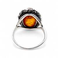 Vintage Silber Bernsteinring 925 – natürlicher ovaler Cabochon – Retro Boho 70er