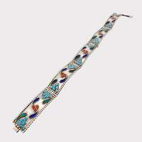 Vintage 925er Sterlingsilber Emaille Blumenarmband, handgefertigt, 17 cm