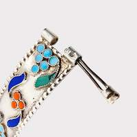 Vintage 925er Sterlingsilber Emaille Blumenarmband, handgefertigt, 17 cm
