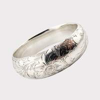 Vintage-graviertes Silberarmband mit Blumenmotiv, handgefertigt, 18 cm