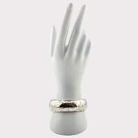 Vintage-graviertes Silberarmband mit Blumenmotiv, handgefertigt, 18 cm