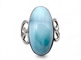 Vintage-Larimar-Ring aus Sterlingsilber 925, oval, Filigran, EU 58 (US 8,25)