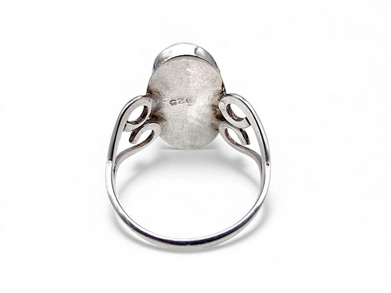 Vintage-Larimar-Ring aus Sterlingsilber 925, oval, Filigran, EU 58 (US 8,25)
