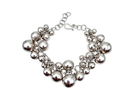 Vintage Silber Kugel-Charm-Armband – modernistischer skandinavischer 60er-Schmuc