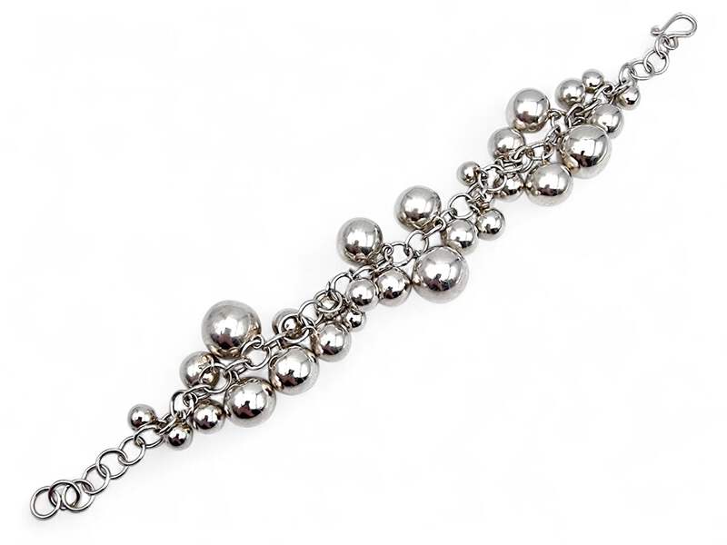 Vintage Silber Kugel-Charm-Armband – modernistischer skandinavischer 60er-Schmuc