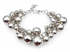 Vintage Silber Kugel-Charm-Armband – modernistischer skandinavischer 60er-Schmuc