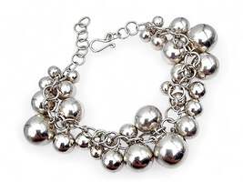 Vintage Silber Kugel-Charm-Armband – modernistischer skandinavischer 60er-Schmuc