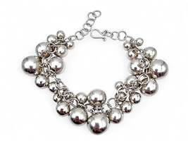 Vintage Silber Kugel-Charm-Armband – modernistischer skandinavischer 60er-Schmuc