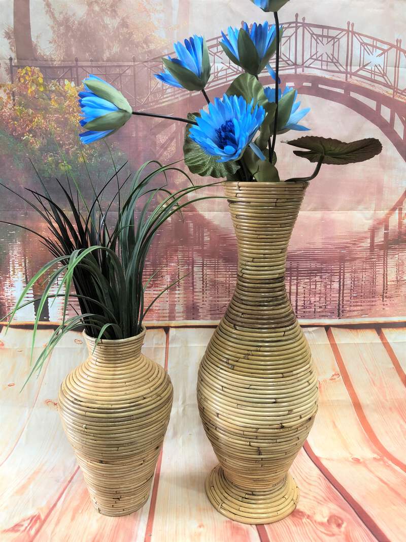 Hand Made Cane Rattan Vase Ebay
