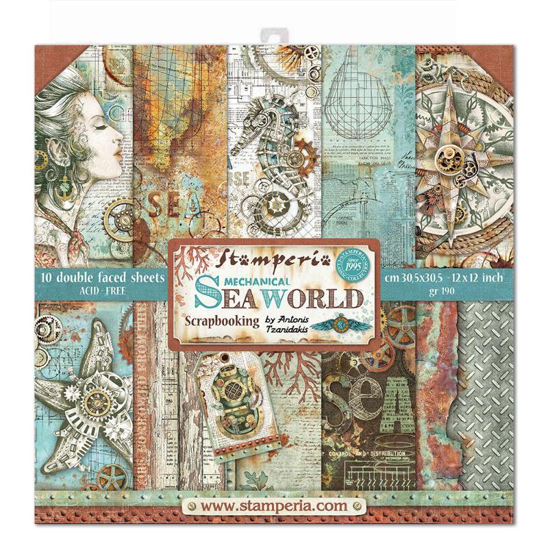 Download Stamperia Sea World 12x12 Inch Paper Pack Sbbl64 For Scrapbooking 5993110004202 Ebay