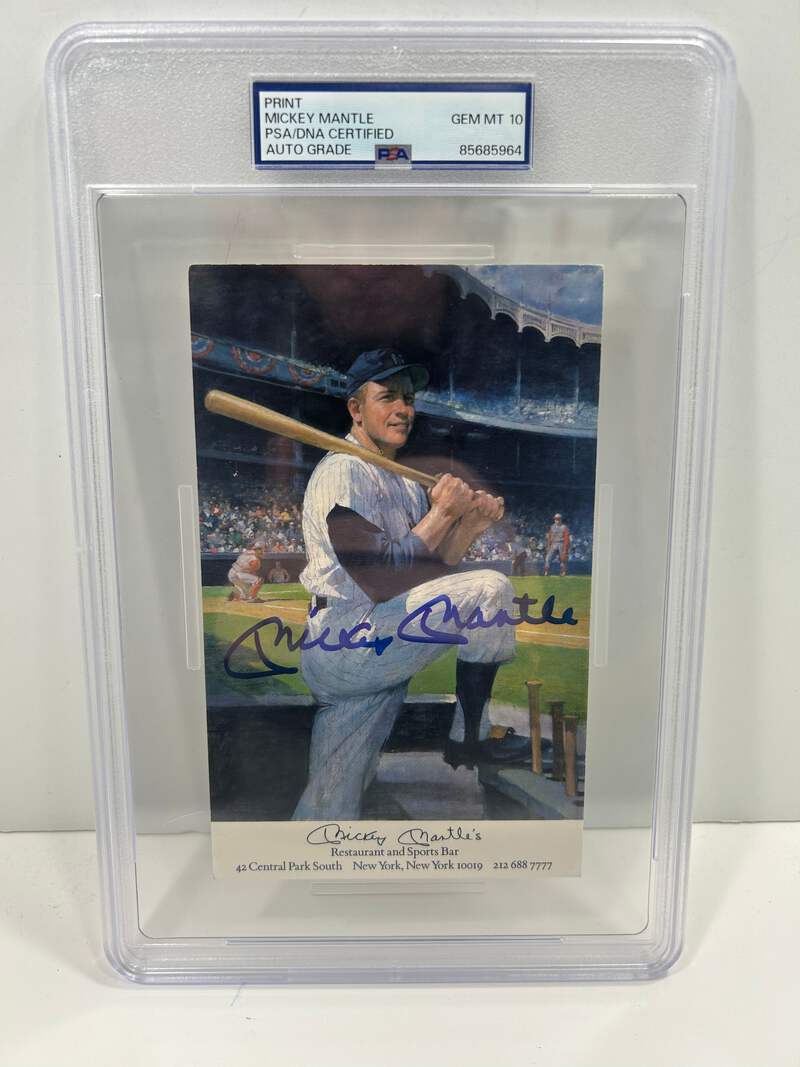 マニー　メッセージボード MICKEY MANTLE RESTAURANT POSTCARD SIGNED AUTOGRAPH AUTO PSA 10 | eBay