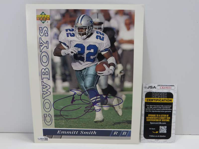 EMMITT SMITH DALLAS COWBOYS SIGNED UPPER DECK FOOTBALL #359 BIG